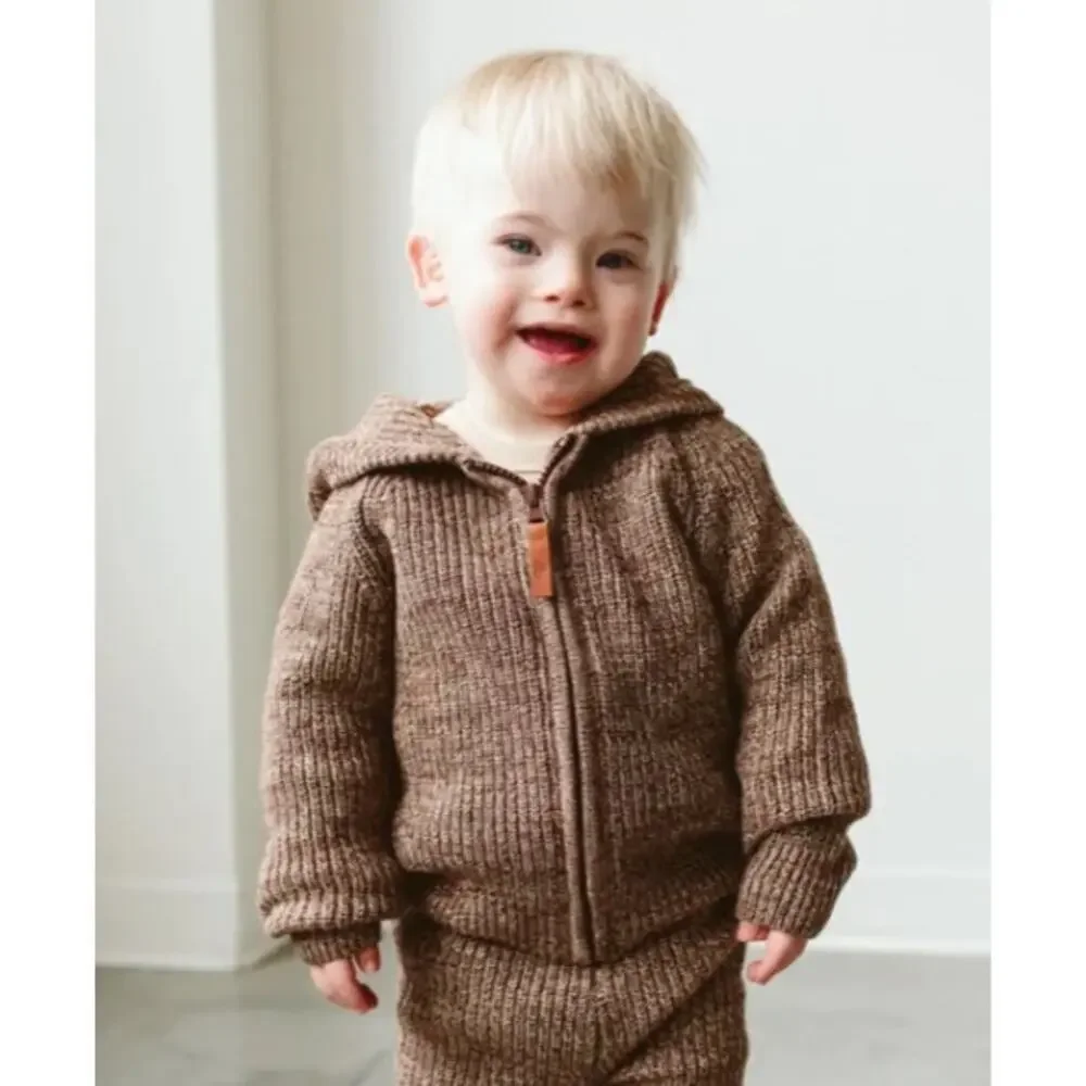 Goumi KNIT HOODIE | BARK‎ NWT 3-6 months